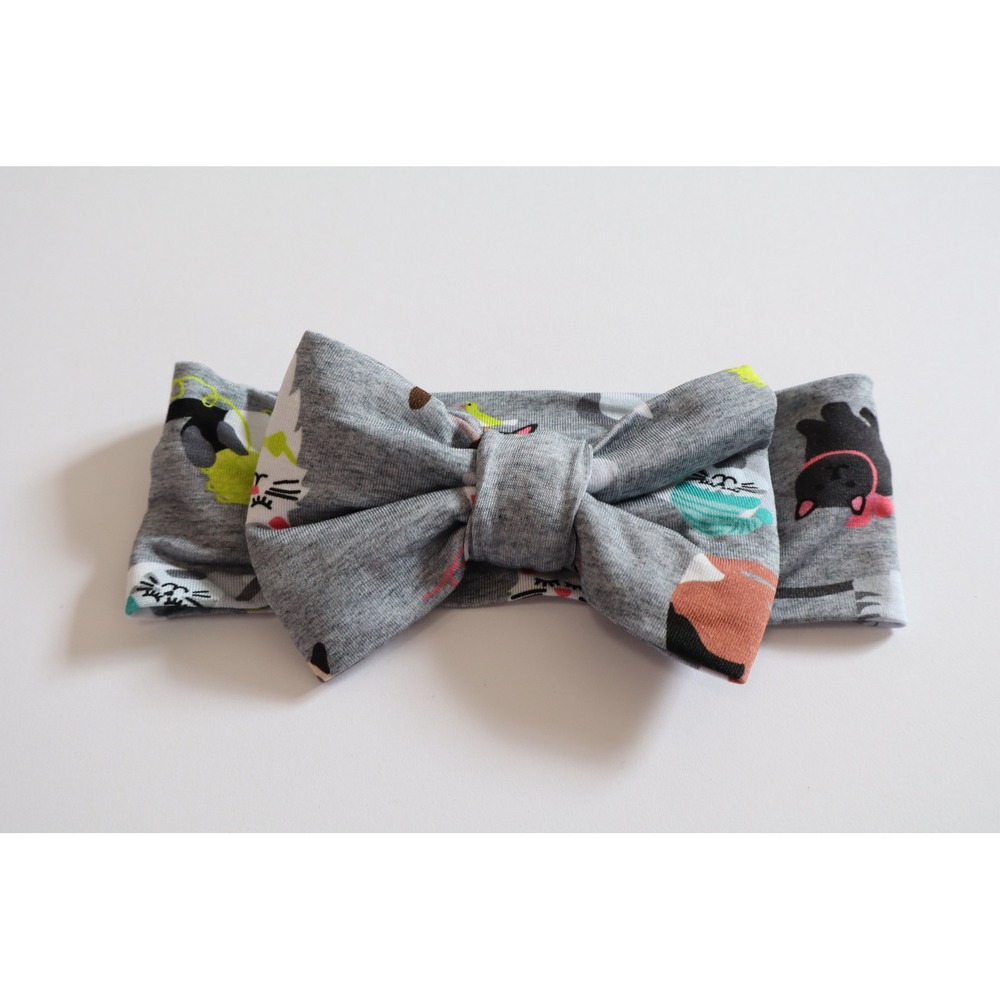 Little Sleepies Cozy Cats Knotted Headband NB-3T